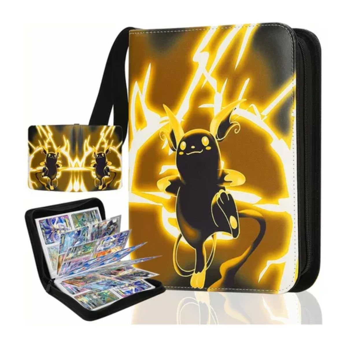 520 Tarjetero Pokémon Yugioh 4 Bolsillos Tarjetas Álbum NEGORO PIKACHU