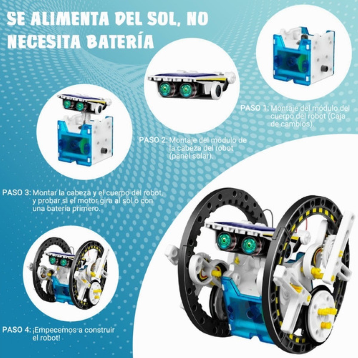 Juguete Educativo Robot Solar Regalo Para Niños 8 A 14 Años blanco/negro