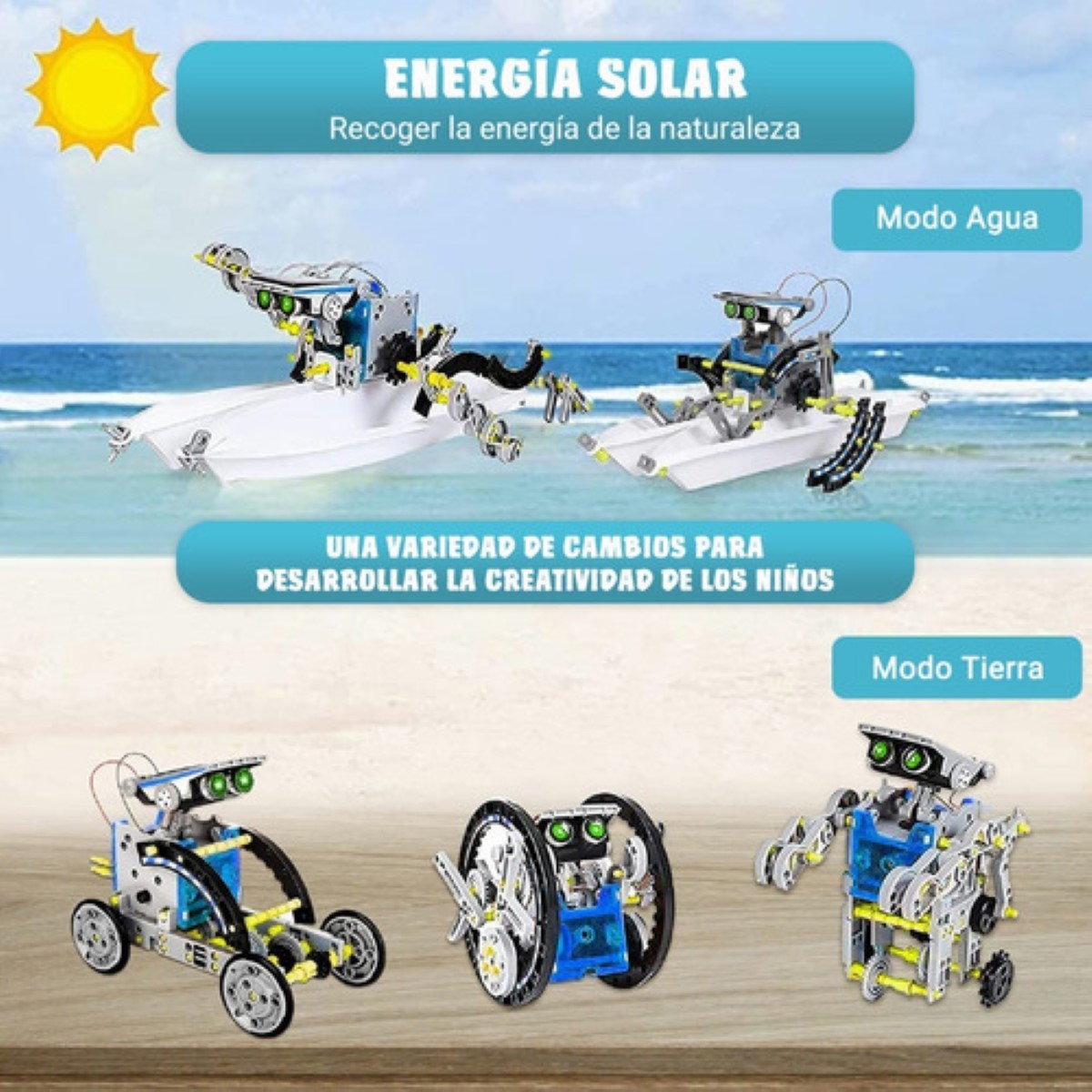 Juguete Educativo Robot Solar Regalo Para Niños 8 A 14 Años blanco/negro