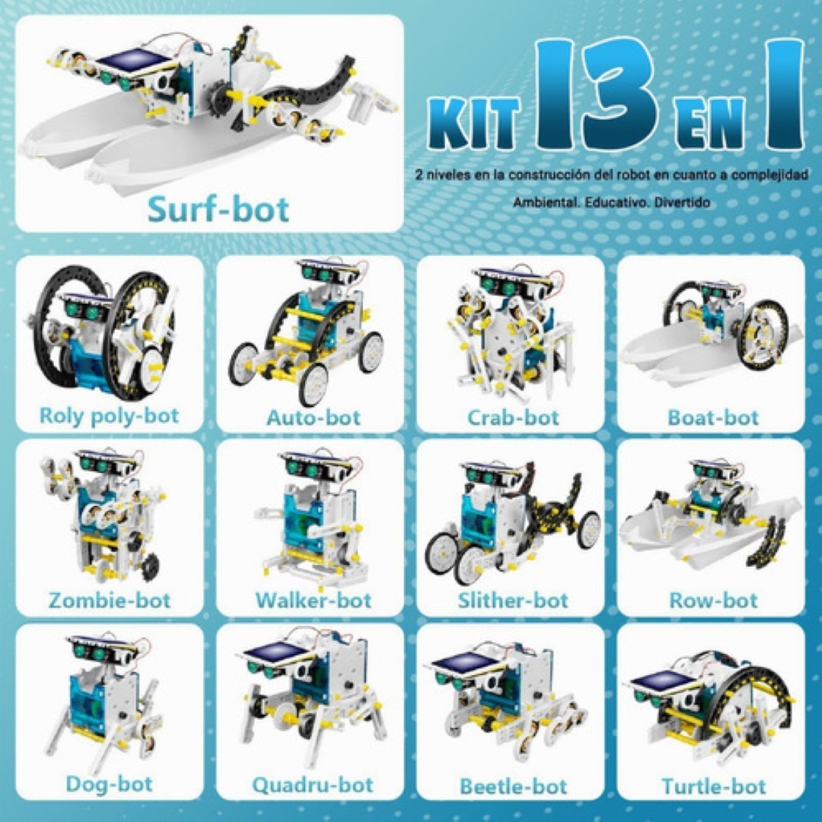 Juguete Educativo Robot Solar Regalo Para Niños 8 A 14 Años blanco/negro