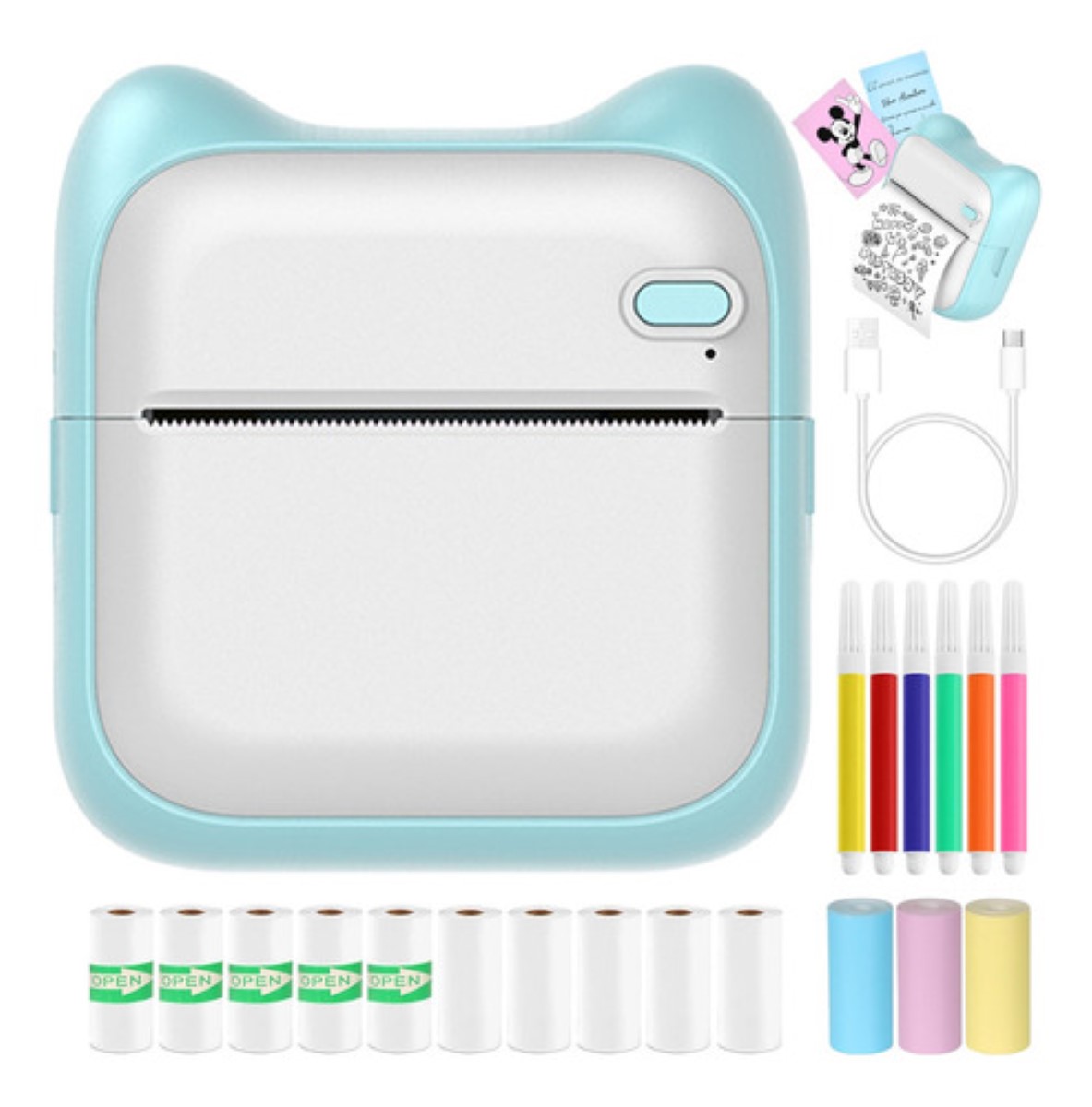 Mini Impresora Termica Impresora Portatil Bluetooth Universa blanco/azul