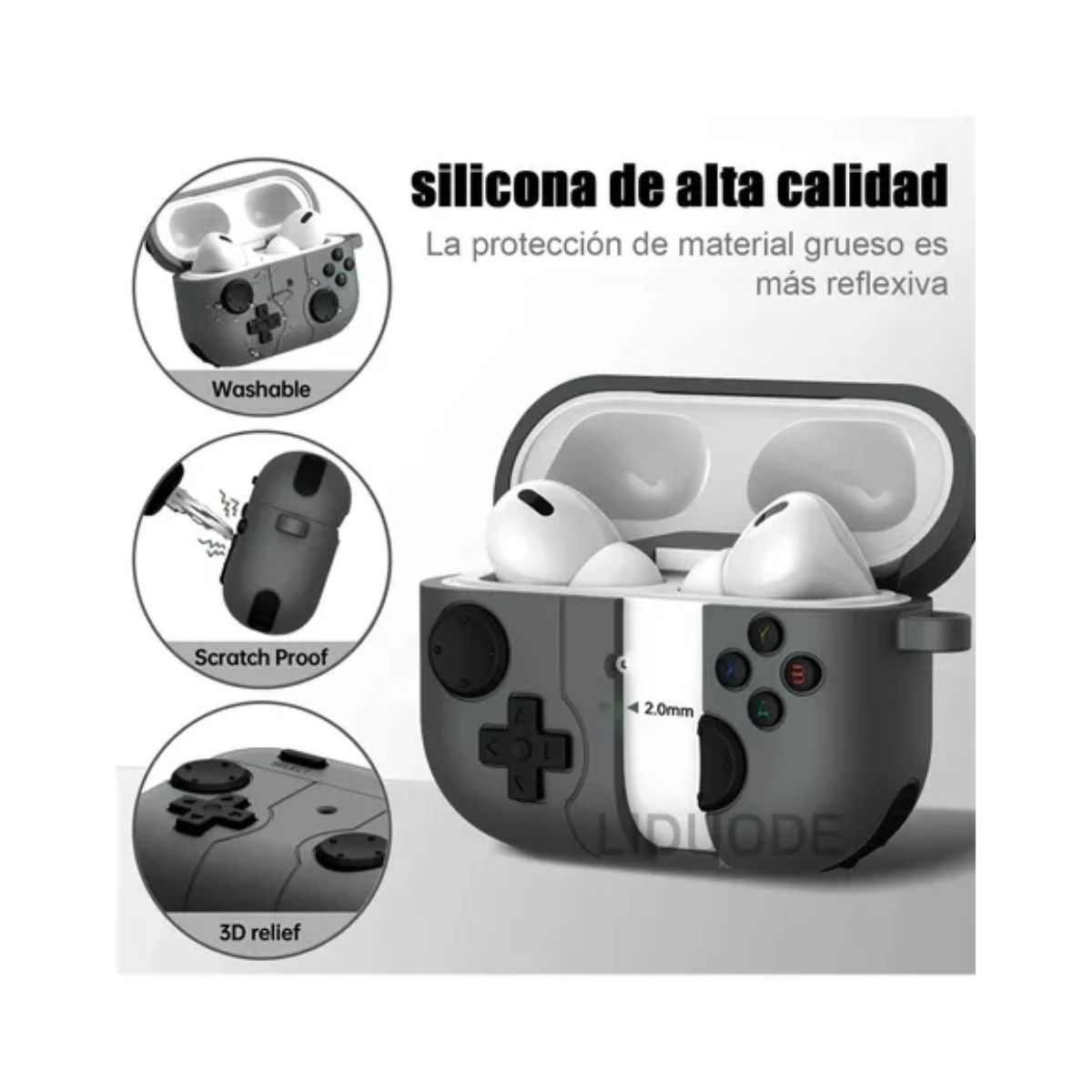 Fundas Para Airpod Para AirPods 1 2 3por 2 Case Limpiador Para airpods  Gris