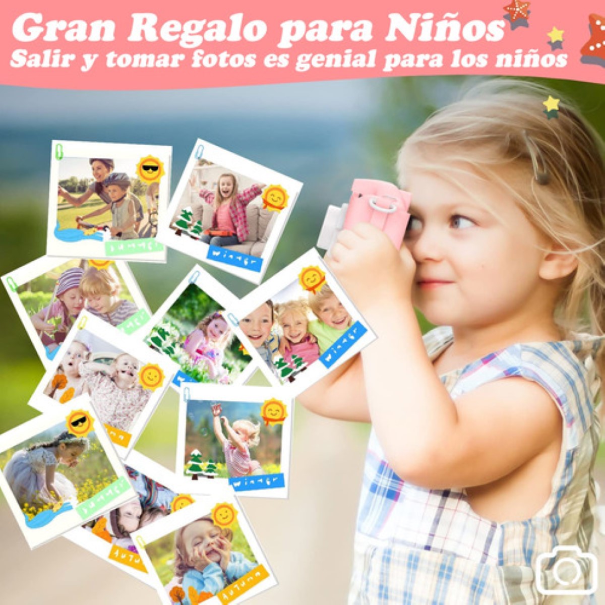 Camara Digital Para Niña Mini Cámara Fotografica De Juguete rosa 