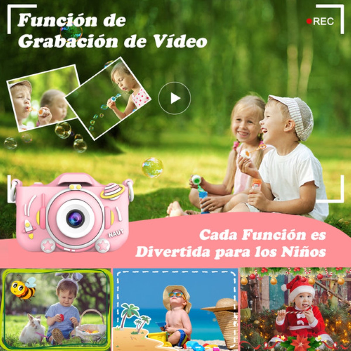 Camara Digital Para Niña Mini Cámara Fotografica De Juguete rosa 