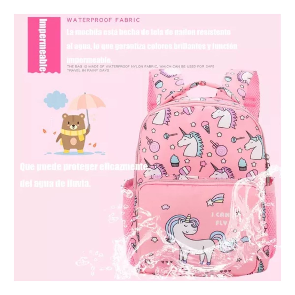 Mochilas Infantiles Mochila Escolar Mochila Kinder Niña rosa unicornio