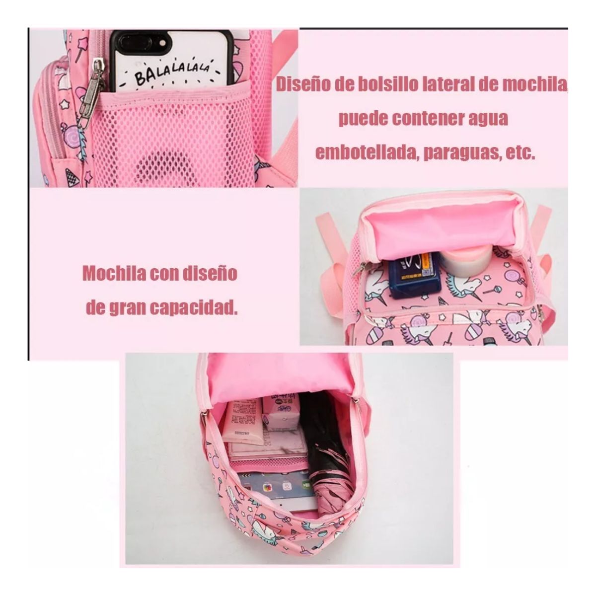 Mochilas Infantiles Mochila Escolar Mochila Kinder Niña rosa unicornio