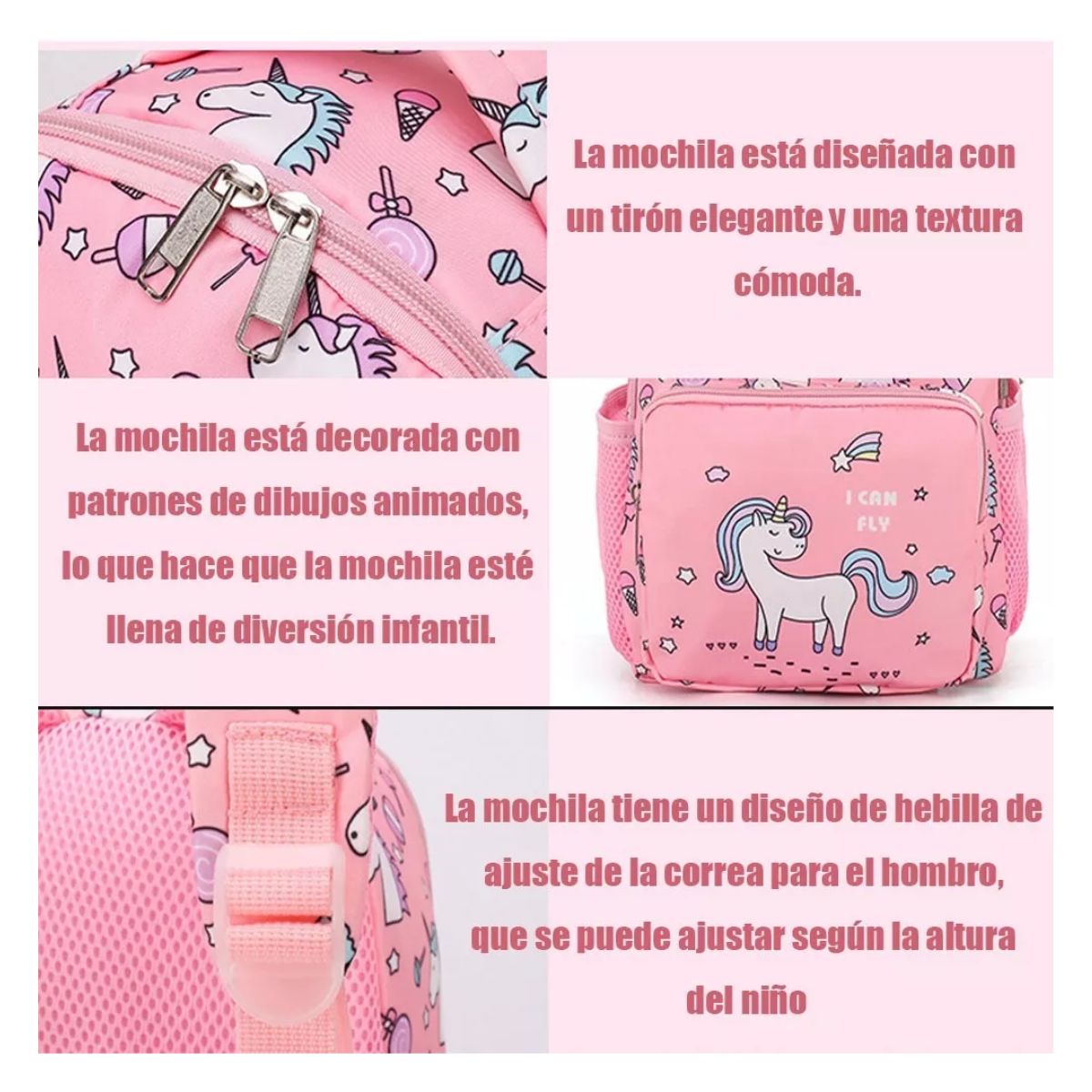 Mochilas Infantiles Mochila Escolar Mochila Kinder Niña rosa unicornio