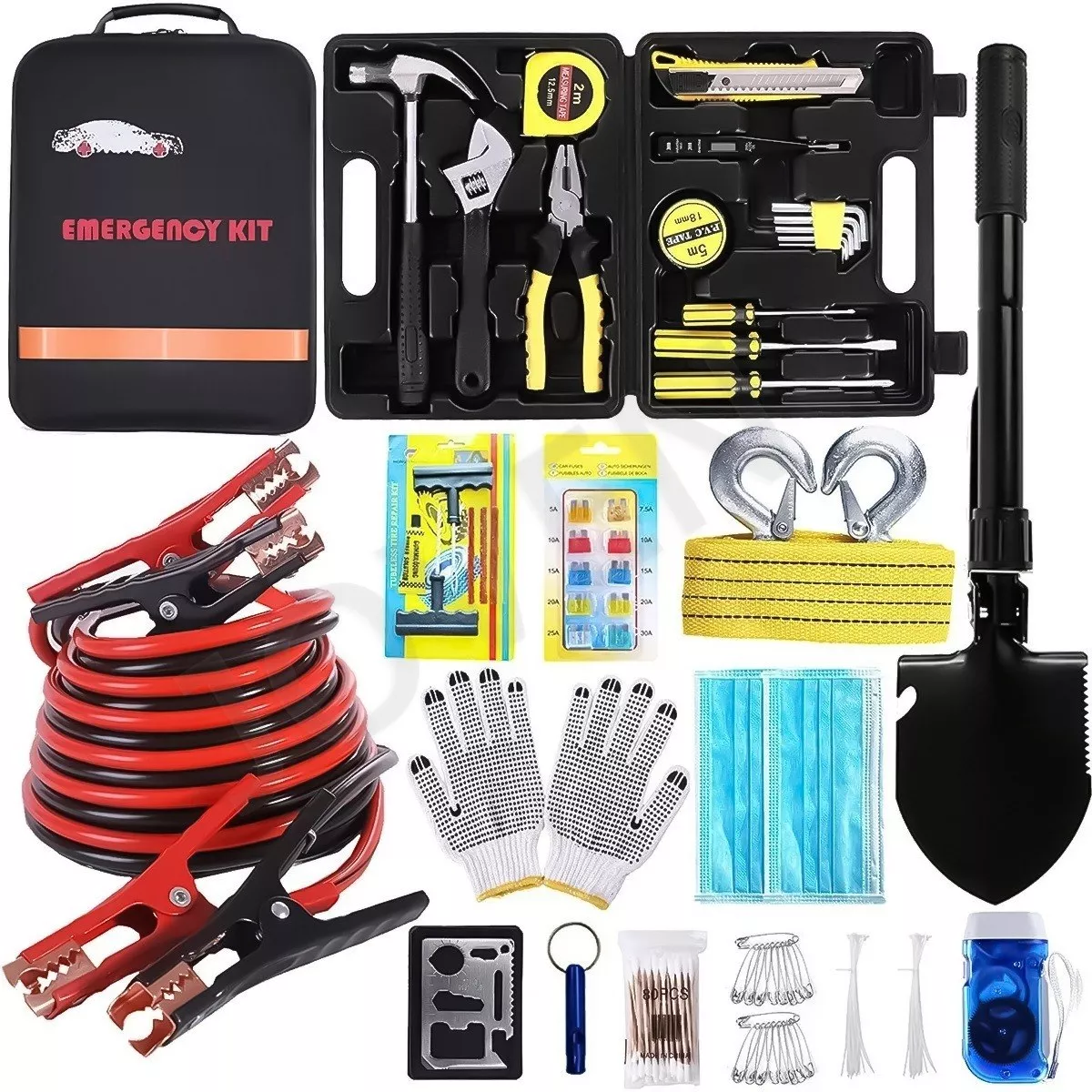 Kit Emergencia Auto Herramientas Seguidad 124 Piezas