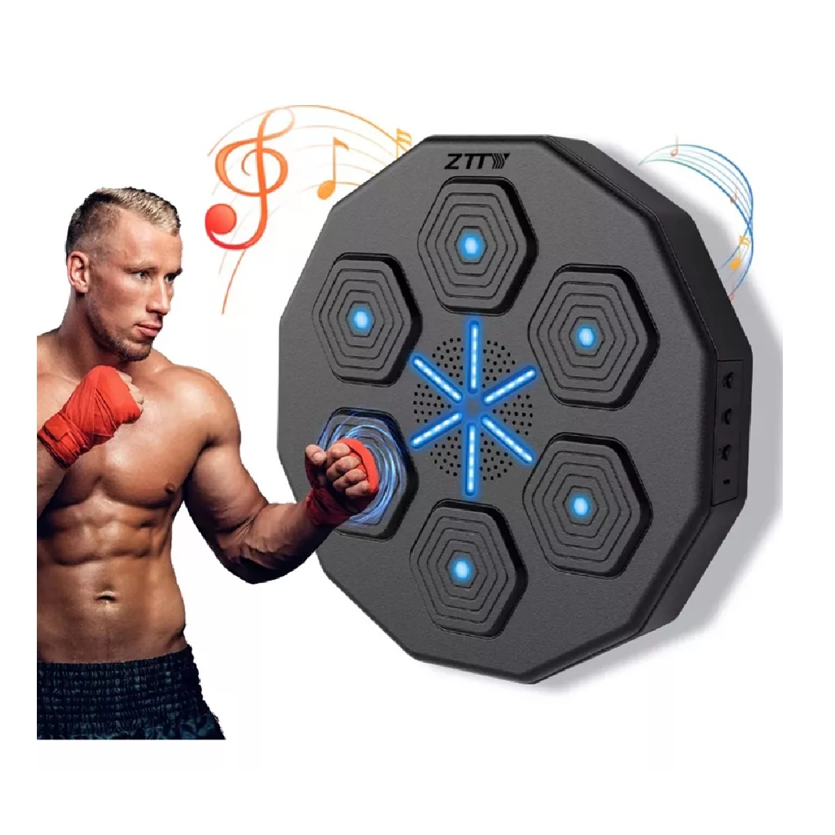 Máquina De Boxeo Karate Musical Marciales Montadas Pared Color Negro