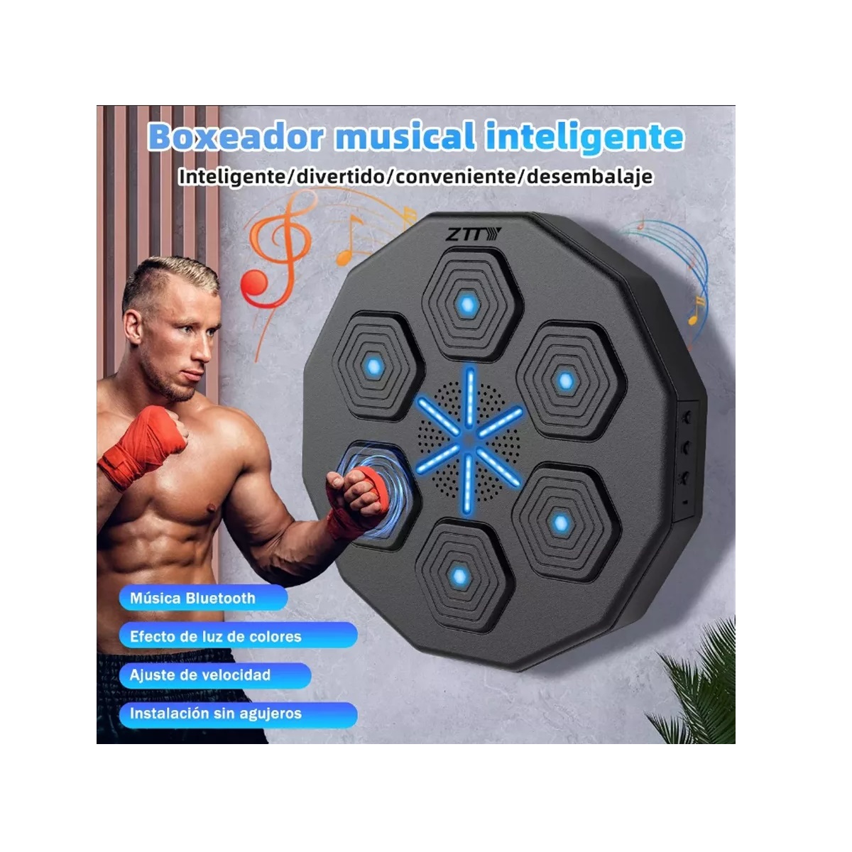 Máquina De Boxeo Karate Musical Marciales Montadas Pared Color Negro