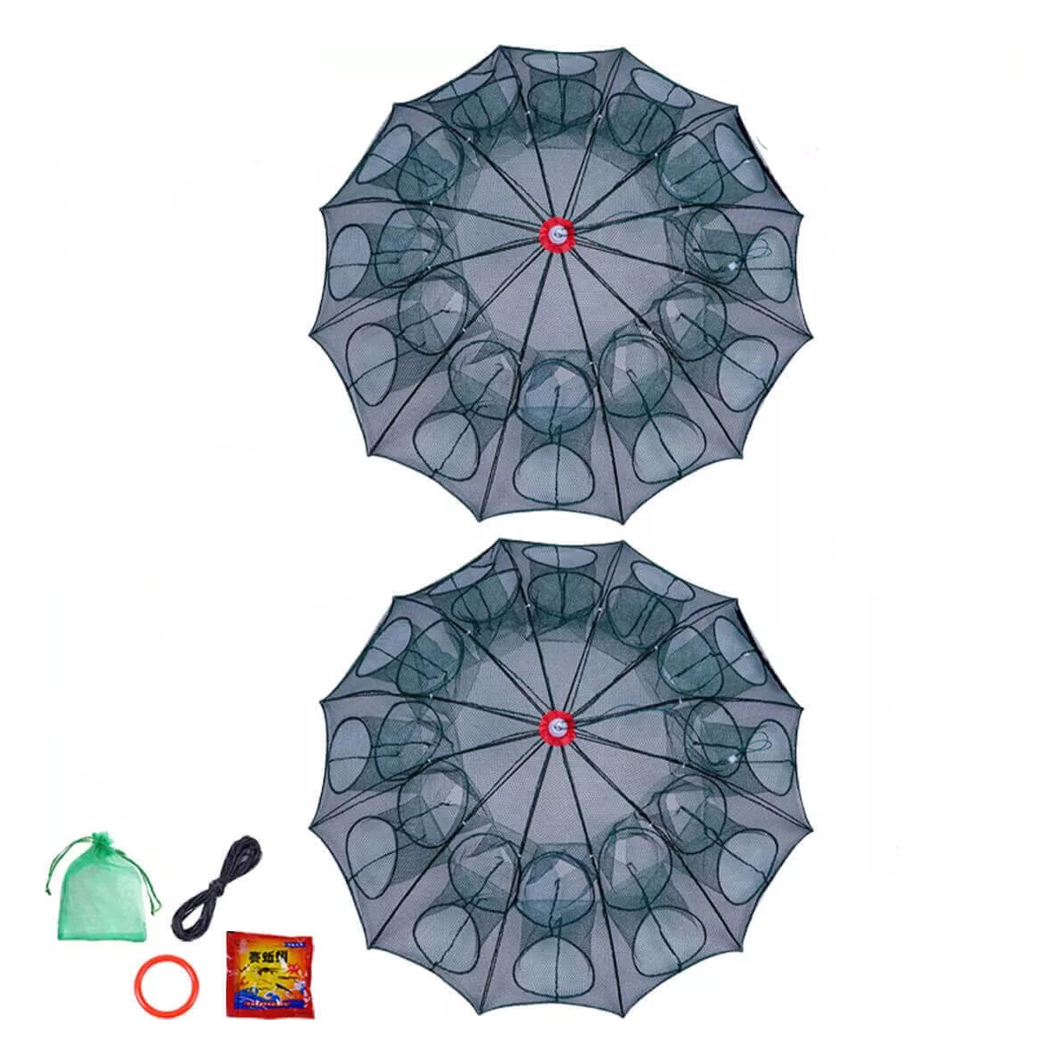 Par Trampa 24 Agujeros Plegable Red Pesca Cangrejos Peces Jaibas