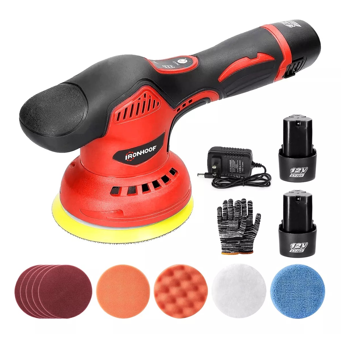 Pulidoras Autos Electrico Pulidor Orbital Inalámbrico 125mm Rojo/Negro