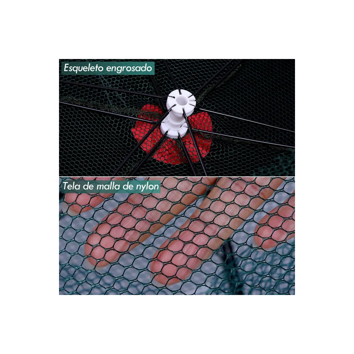 Par Trampa 16 Agujeros Plegable Red Pesca Cangrejos Peces Jaibas 