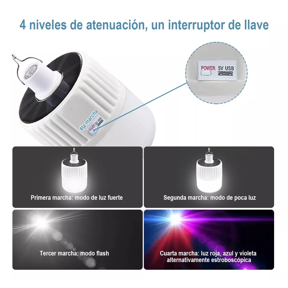 Foco Led Lampara Solar Emergencia 120w Portátil Recargable