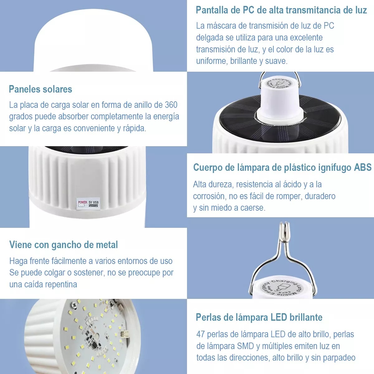 Foco Led Lampara Solar Emergencia 120w Portátil Recargable