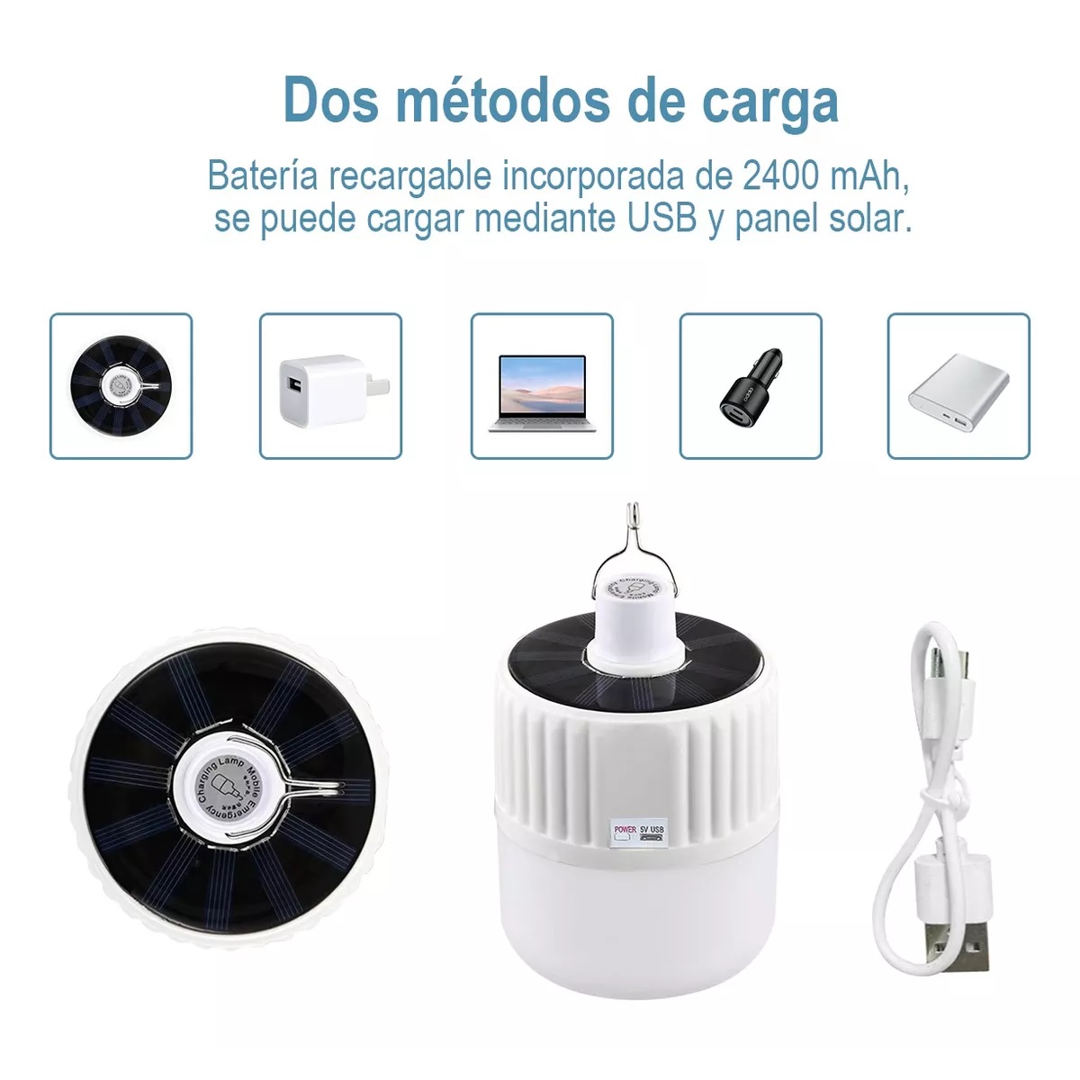 Foco Led Lampara Solar Emergencia 120w Portátil Recargable