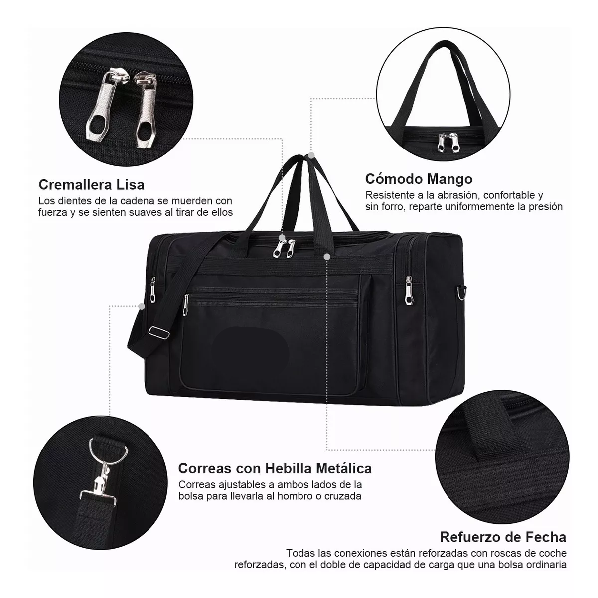 Maletas De Mano Hombre Deportiva Para Viaje Mochila De Gym Negro