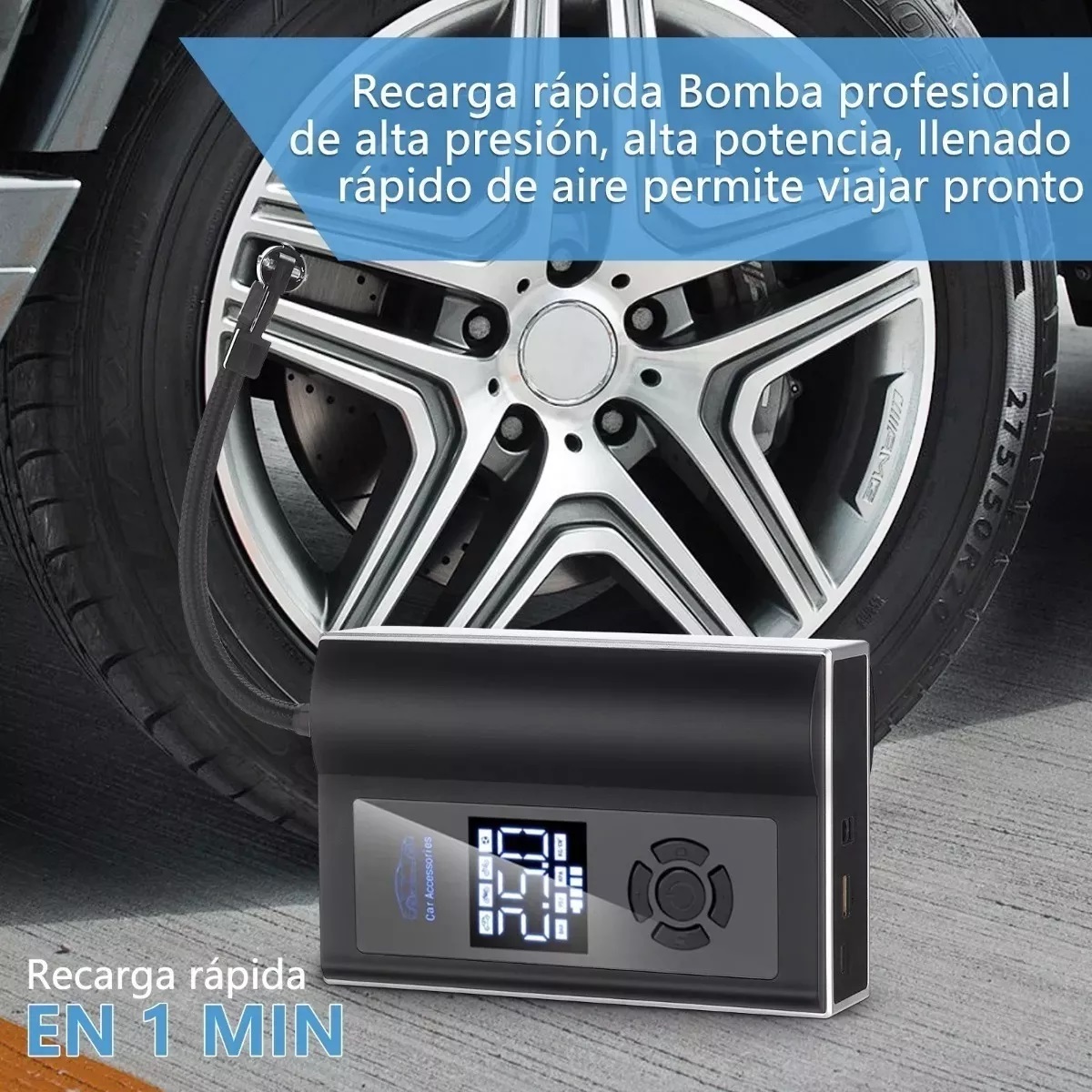 Arrancador De Batería De Auto Portátil Inflador Rápido