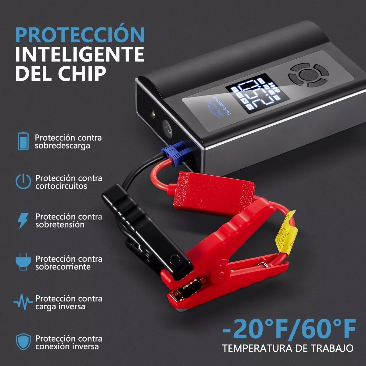 Arrancador De Batería De Auto Portátil Inflador Rápido