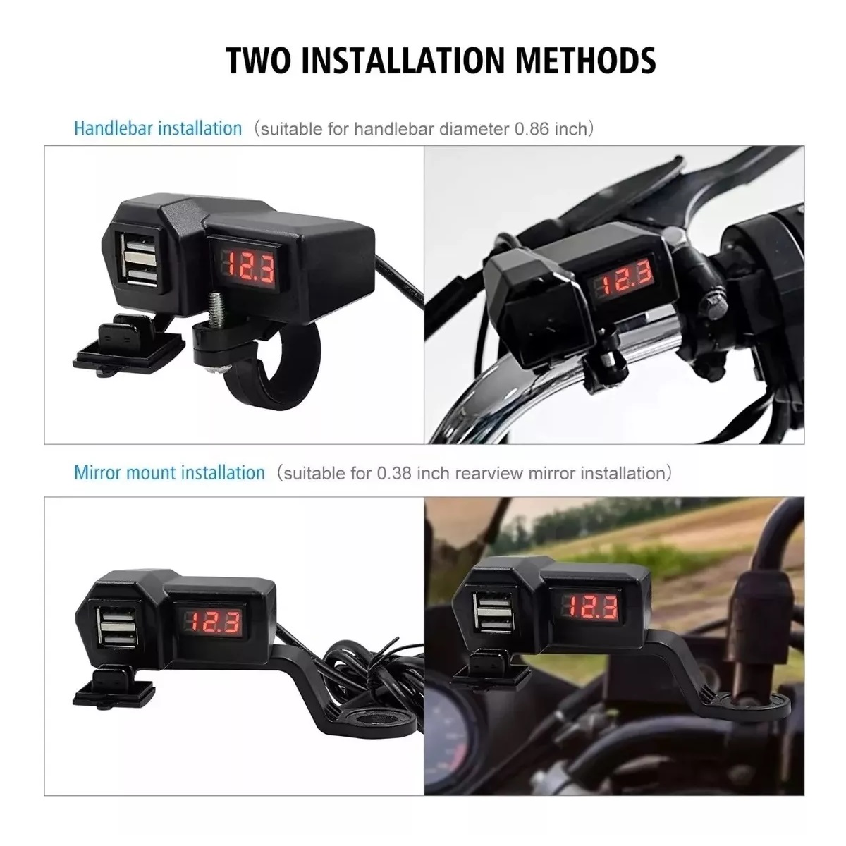 Cargador De Celular Usb Con Pantalla De Voltaje Para Moto