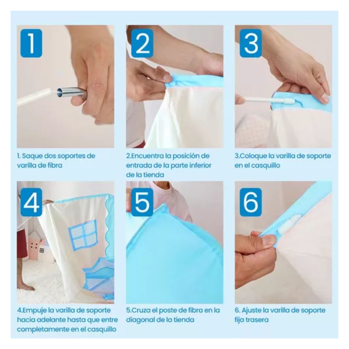Casita Juego Carpa Princesa Tienda 5m Luces AZUL/bLANCO