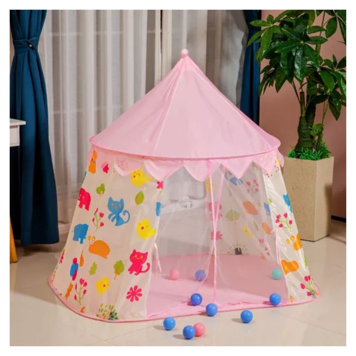 Casita Tienda Carpa Interior Exterior Juguete ROSA/BLANCO