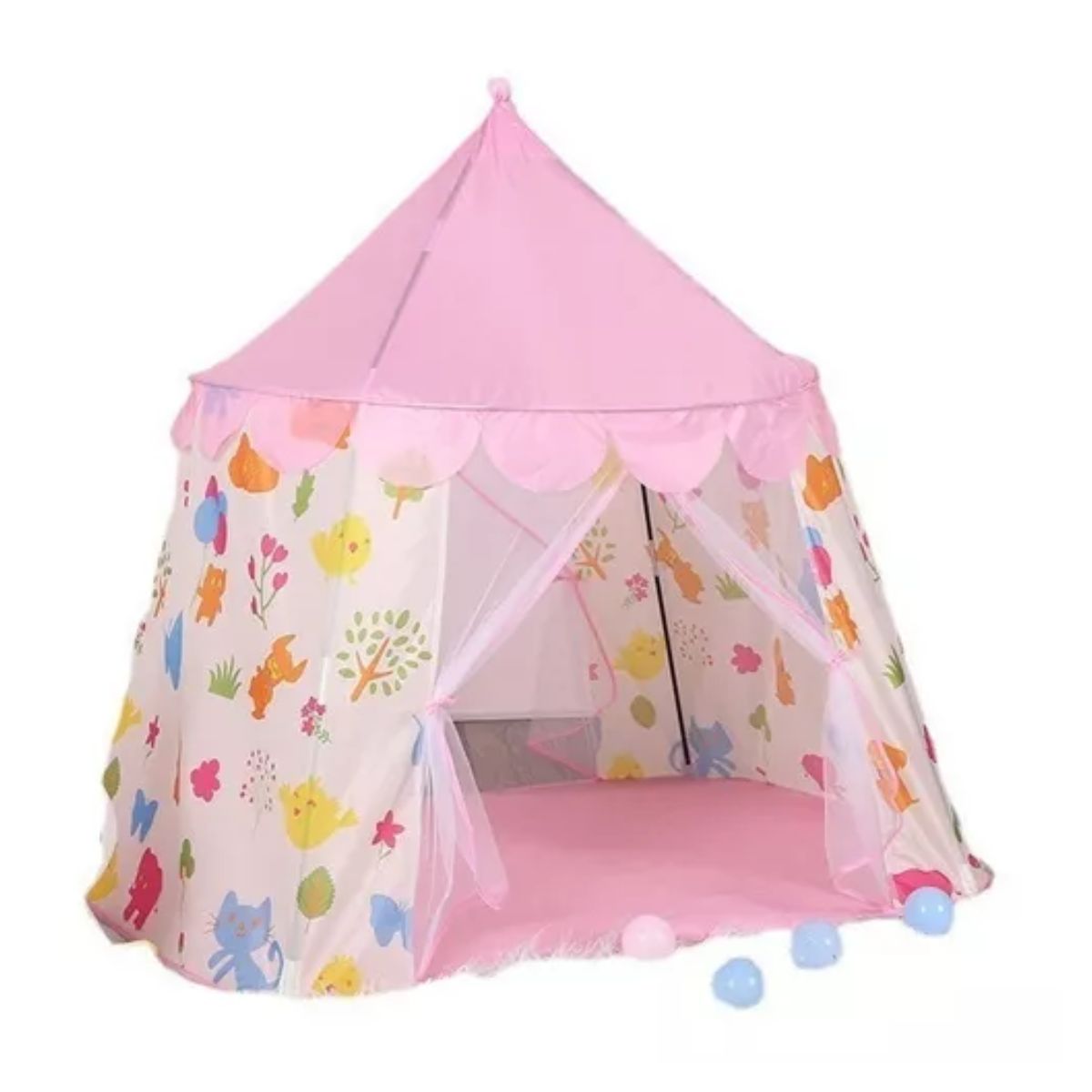 Casita Tienda Carpa Interior Exterior Juguete ROSA/BLANCO