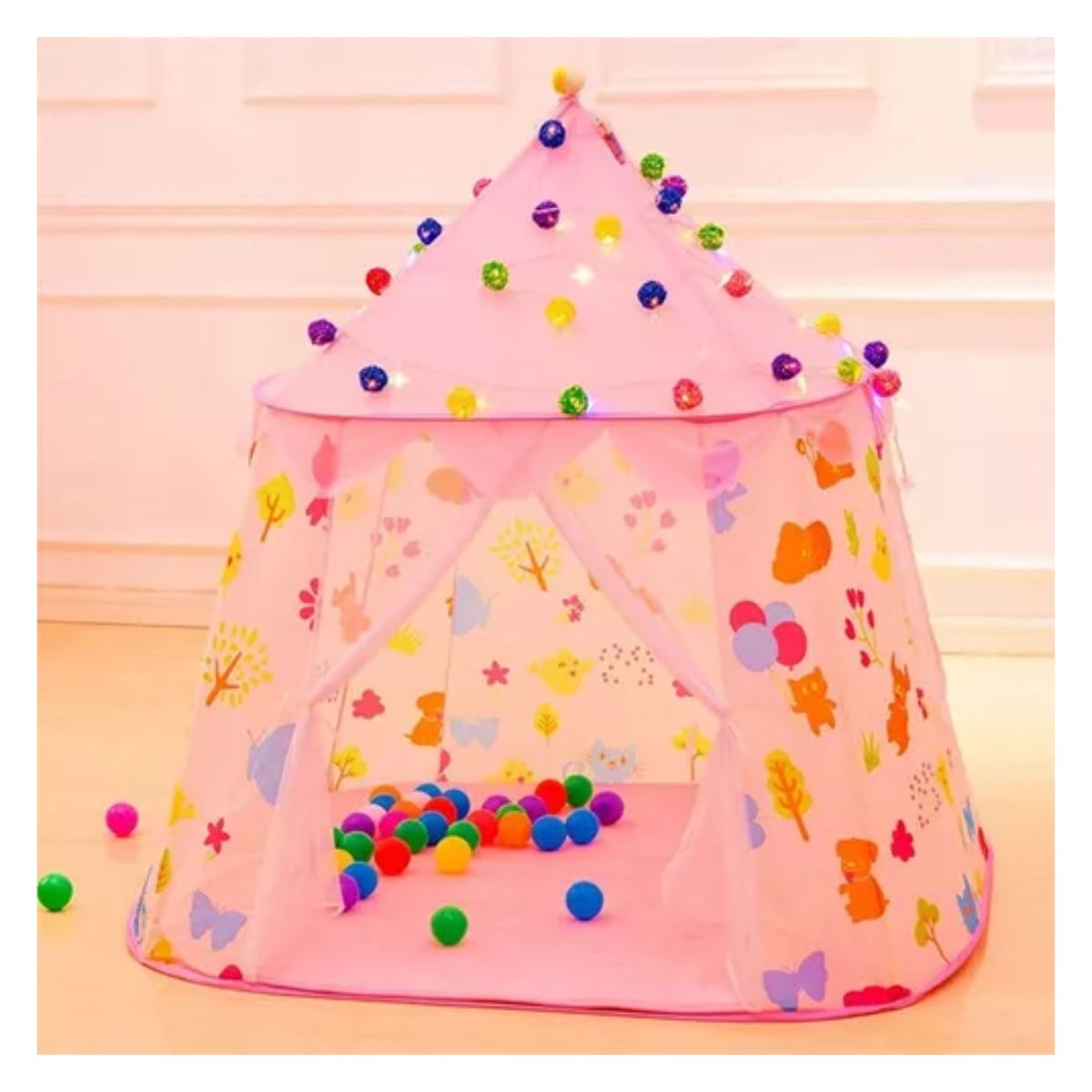 Casita Tienda Carpa Interior Exterior Juguete ROSA/BLANCO