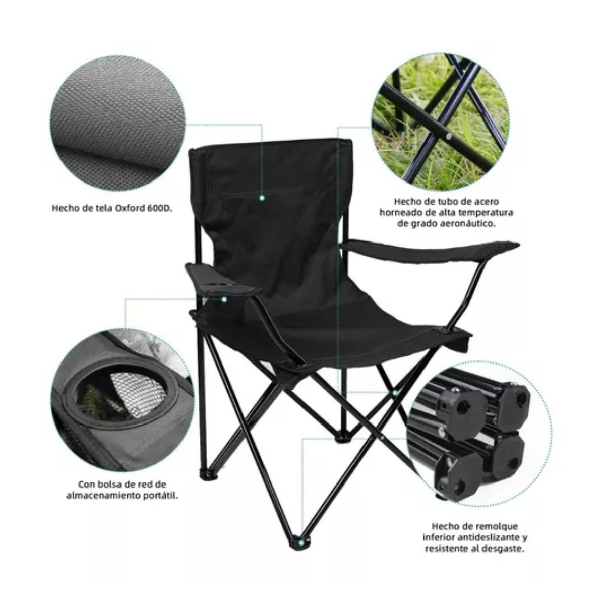 Silla Para Playa Alberca Camping Y Pesca Portatil Plegable NEGRO