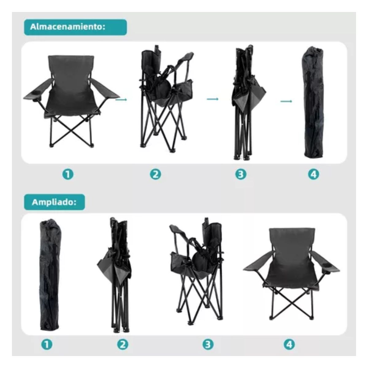 Silla Para Playa Alberca Camping Y Pesca Portatil Plegable NEGRO