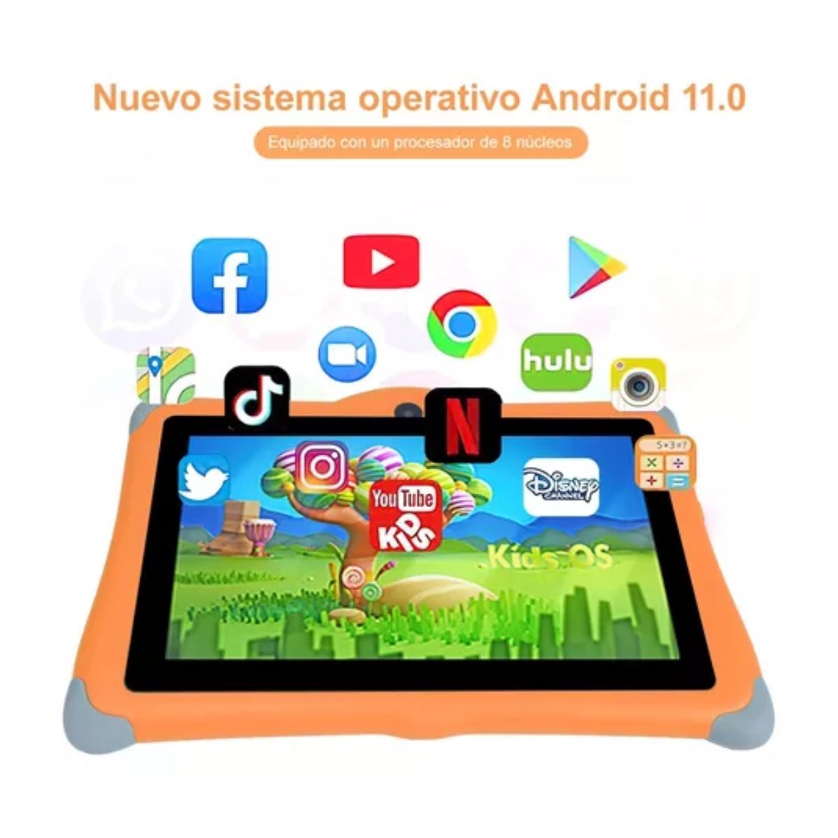 8'' Tableta Para Niños Oliay Android 11 6+128g Naranja HONGO