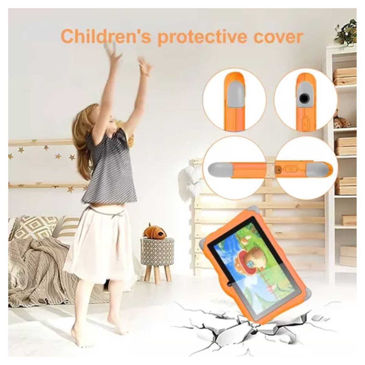 8'' Tableta Para Niños Oliay Android 11 6+128g Naranja HONGO