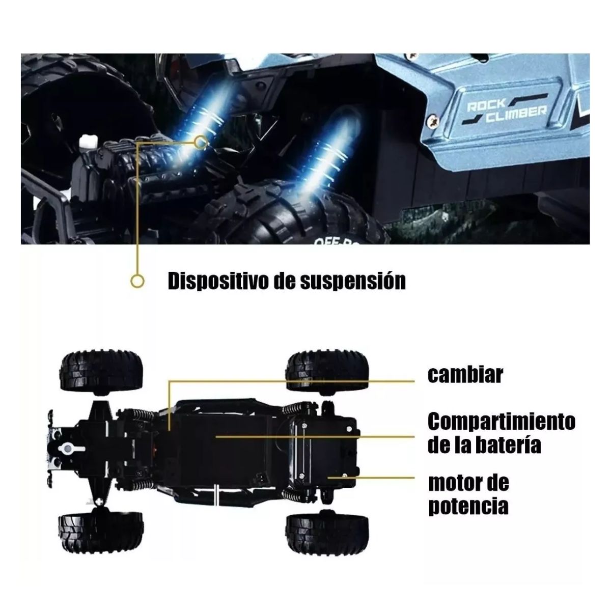 Carro Control Remoto Recargable Todoterreno AZUL.