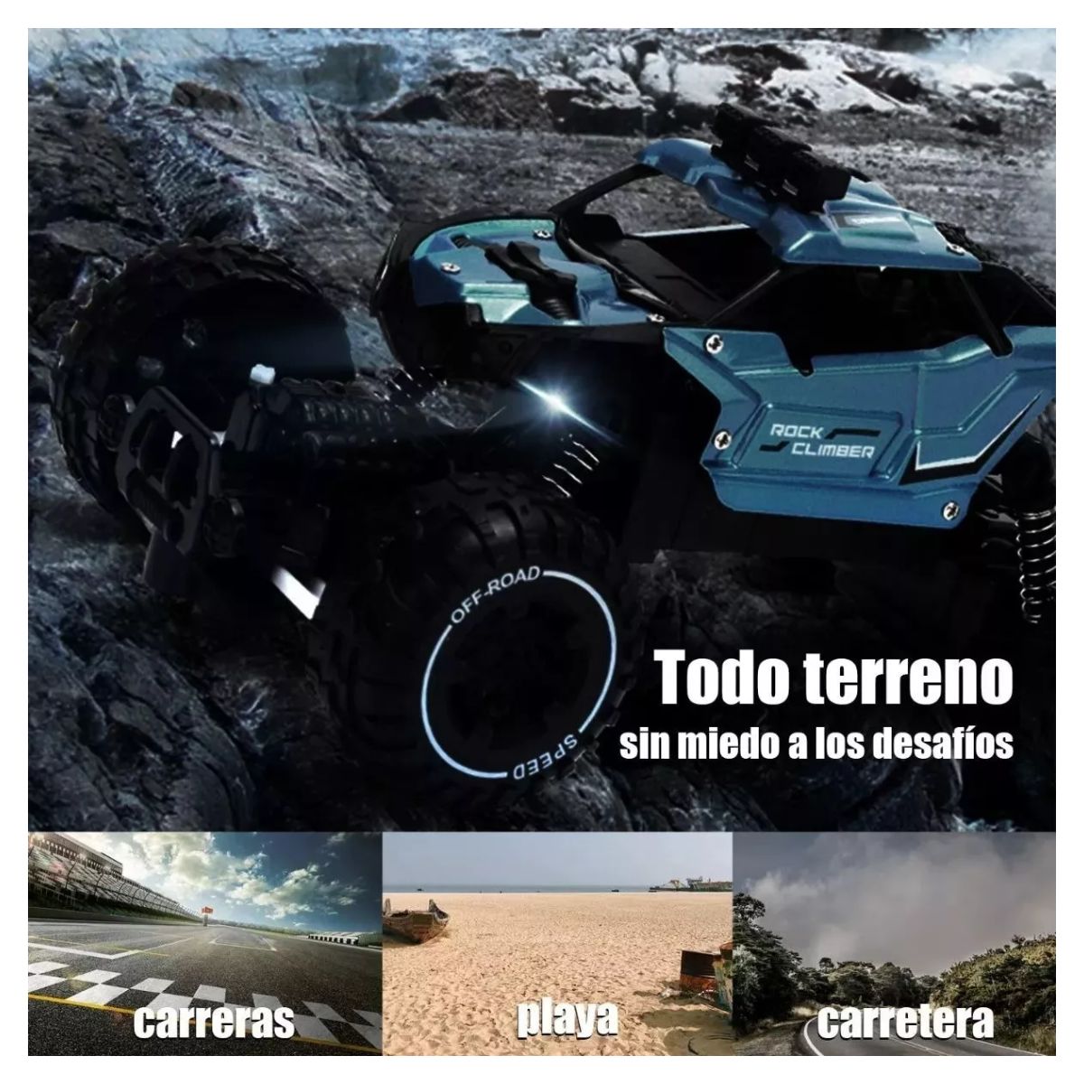 Carro Control Remoto Recargable Todoterreno AZUL.
