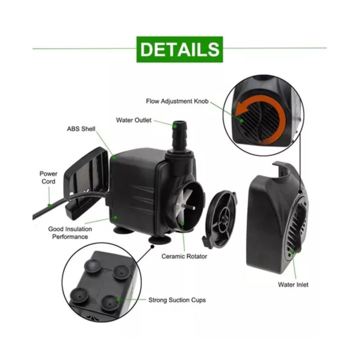 Bomba De Agua Mini Sumergible Acuario Fuente 2m  NEGRO