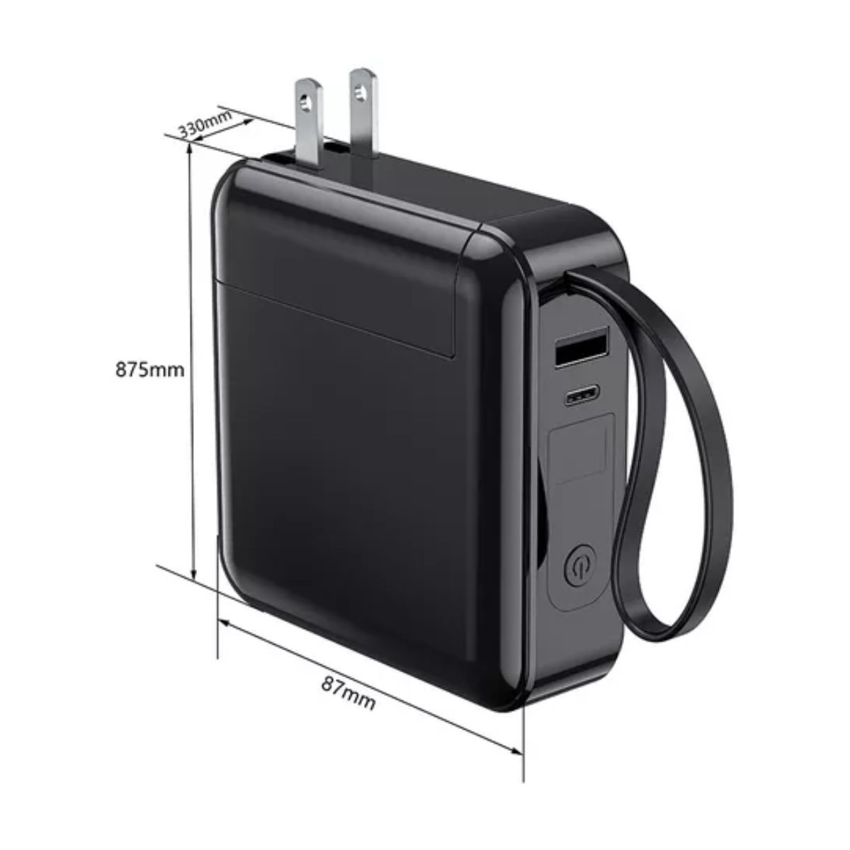 Power Bank 20000mah Cargador De Enchufe Pared Portátil 22.5w NEGRO