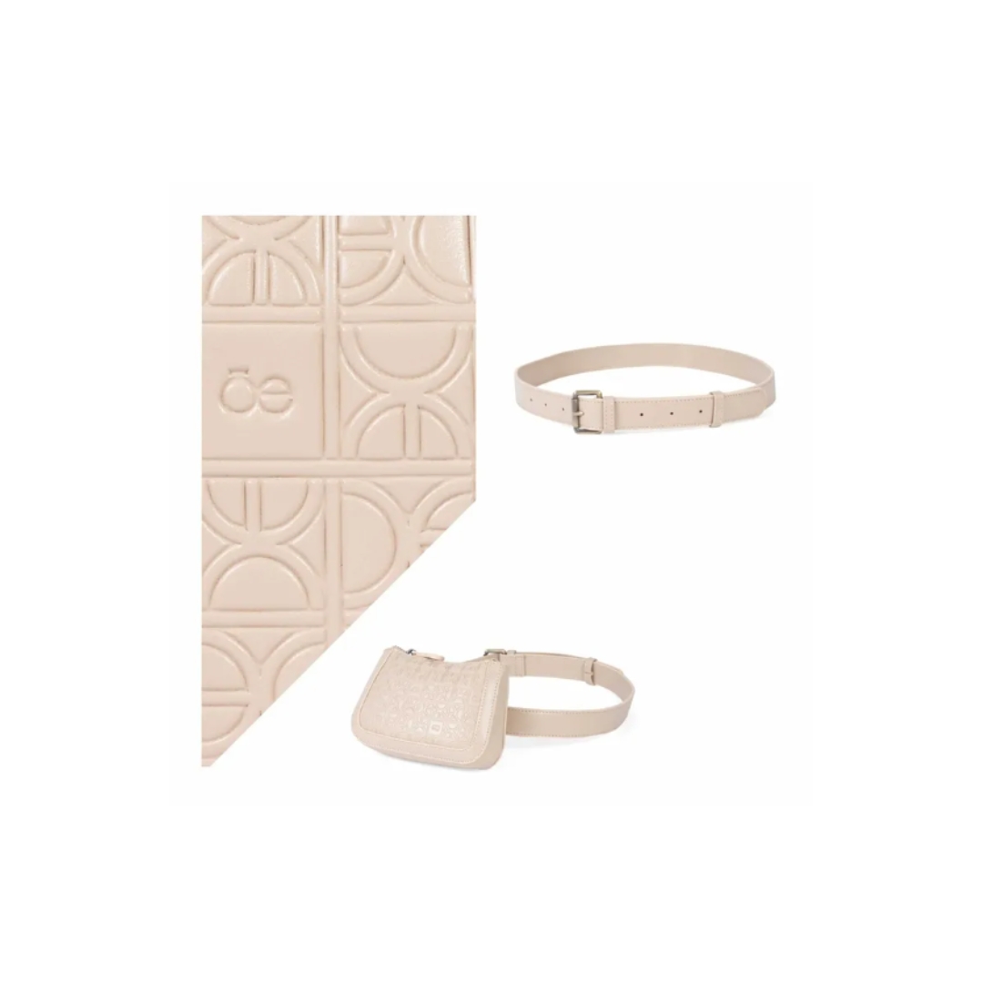 Cangurera Cloe Original 2 en 1 Ajustable Metálica 2 Bolsos -Beige