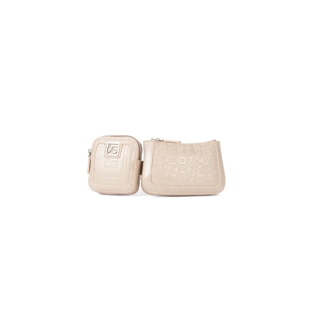 Cangurera Cloe Original 2 en 1 Ajustable Metálica 2 Bolsos -Beige