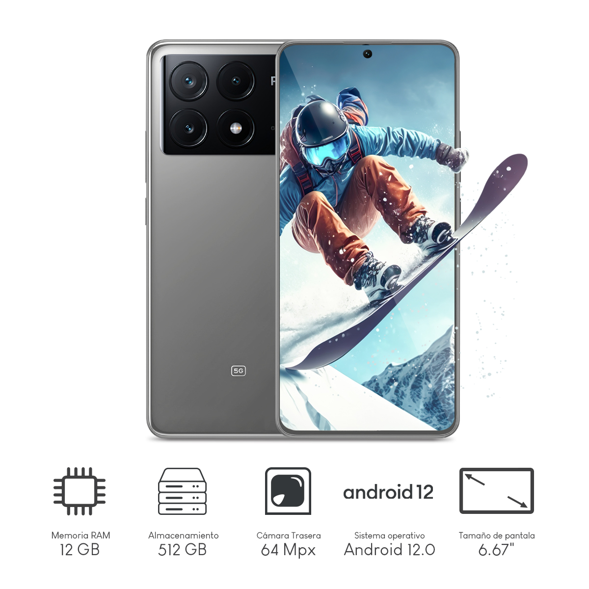 Celular Xiaomi Poco X6 Pro 5G Dimensity 12GB 512GB 6.67Pulg 2K Grey