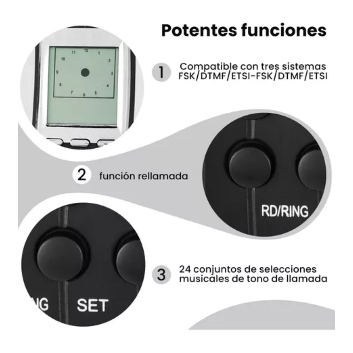 Teléfonos Fijo Alambrico De Casa Colgar Pared NEGRO