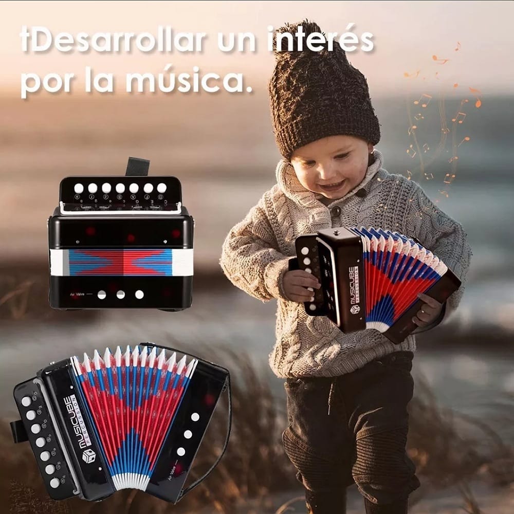 Mini Acordeon Infantil Con 7 Botones Para Niños Economía