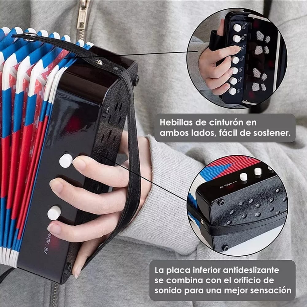 Mini Acordeon Infantil Con 7 Botones Para Niños Economía
