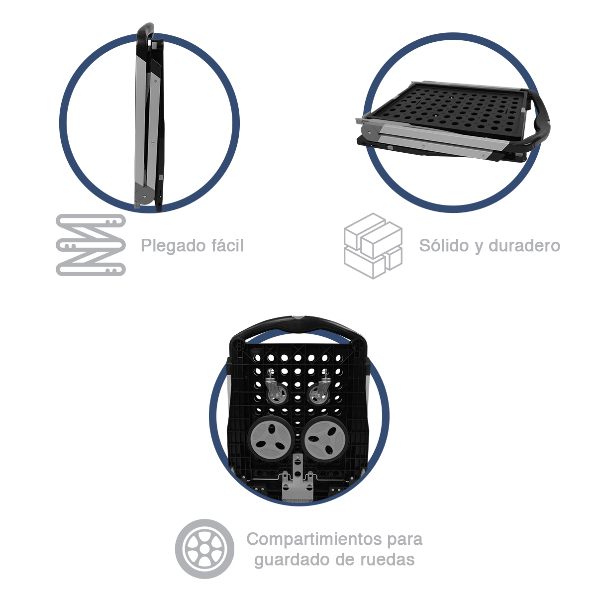 AGBOX Carrito Plegable Multiusos De 2 Niveles Gris Con Negro AG-CARMA2GN.