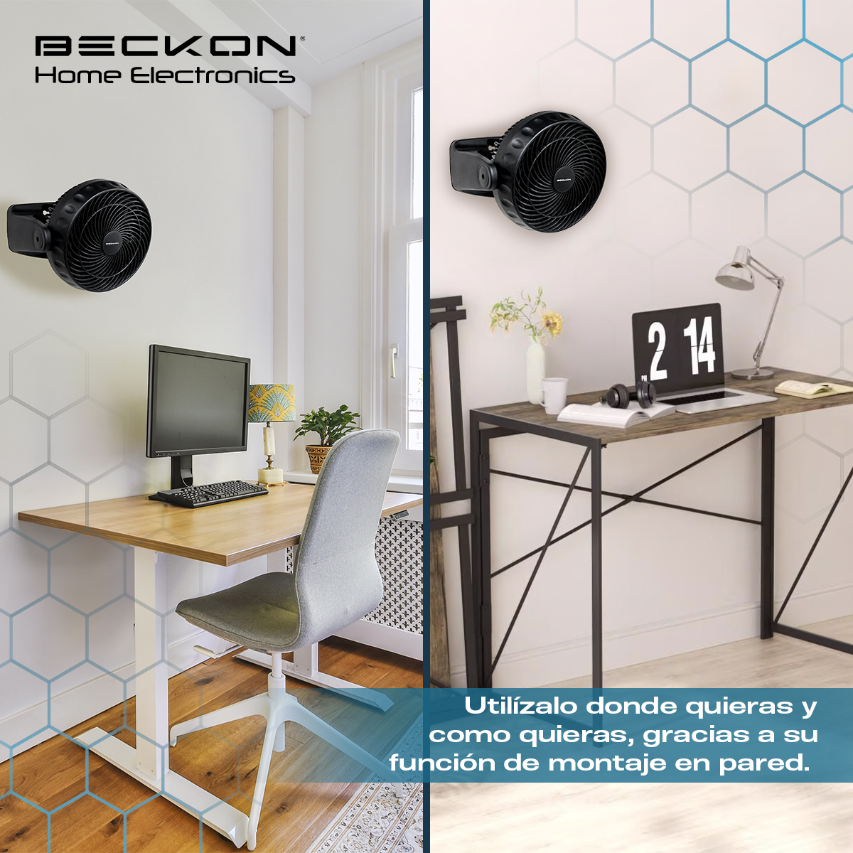 Ventilador de piso pared 2 en 1 turbo fan de 8 pulgadas 3 velocidades Negro Beckon