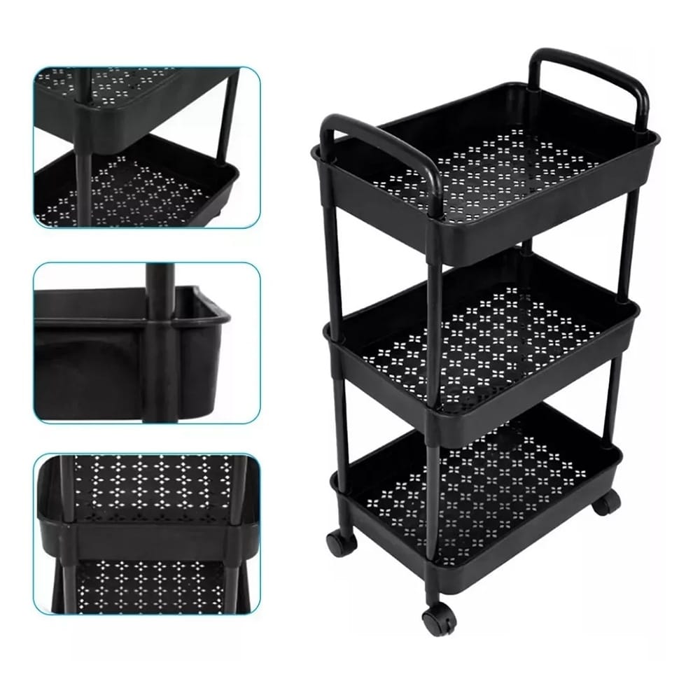 Carrito Organizador Multiusos de plastico 3 Niveles Con Ruedas