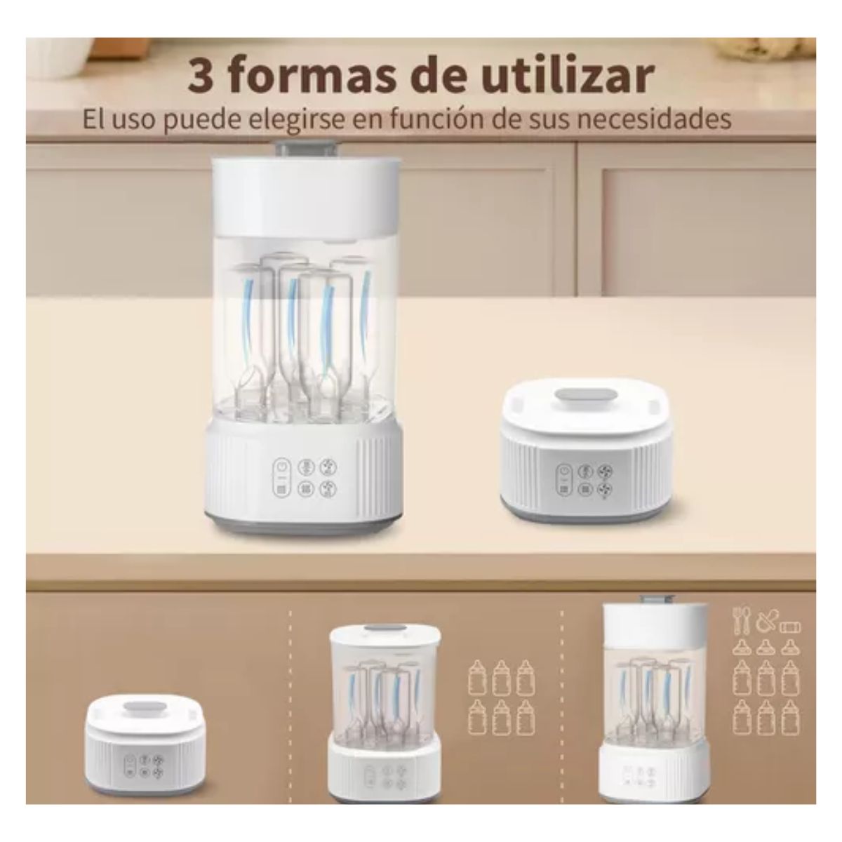 Esterilizador Biberones Calienta Biberones Secador 3 En 1 BLANCO