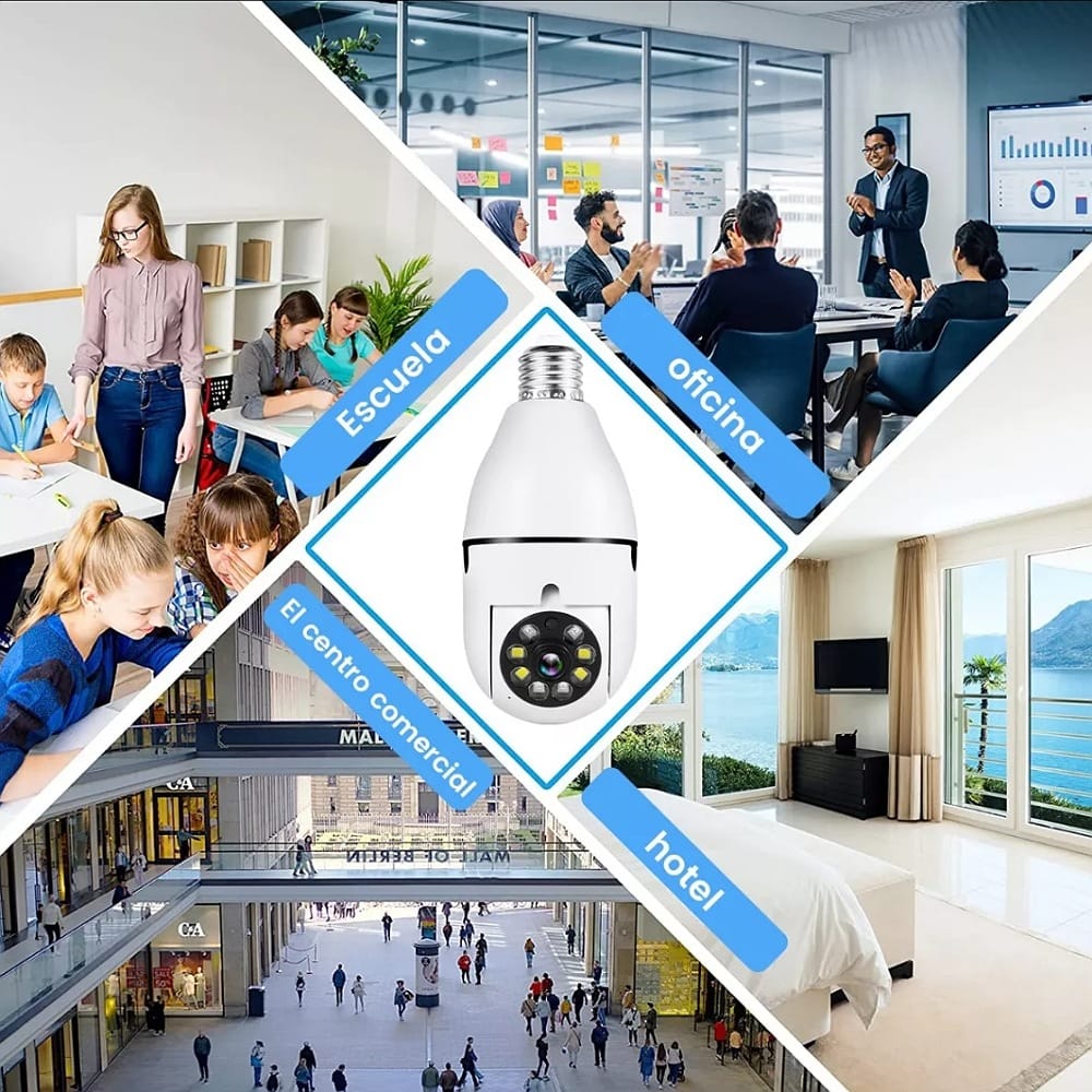 Cámara Vigilancia Wifi Foco Hd 360 grados Exterior/interior+socket