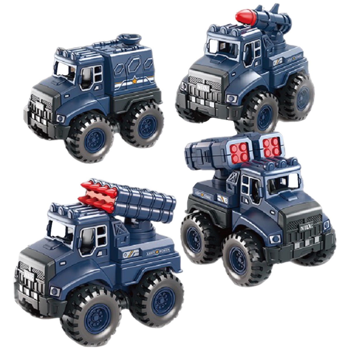 Camión Monster Militar Coche De Fricción Juguete Caja 3pz