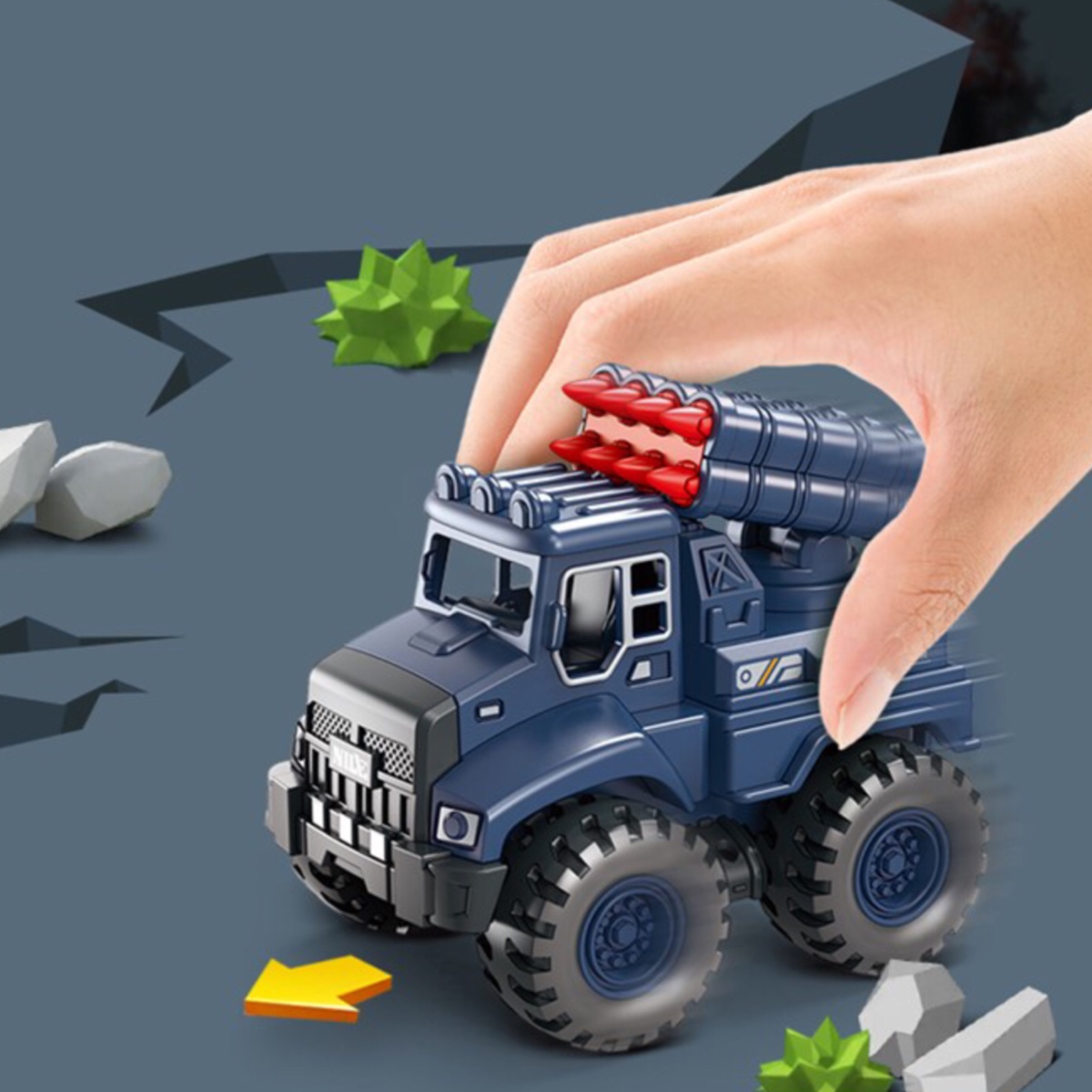 Camión Monster Militar Coche De Fricción Juguete Caja 3pz