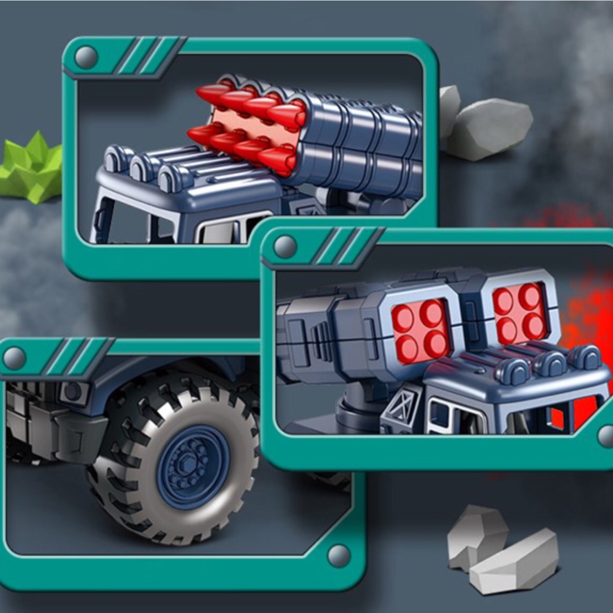 Camión Monster Militar Coche De Fricción Juguete Caja 3pz